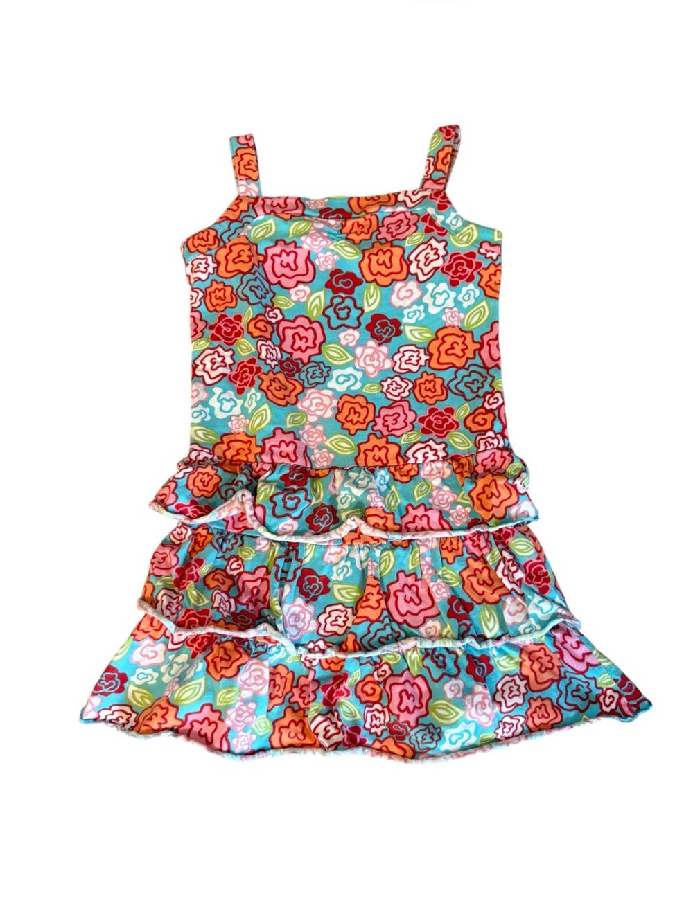 Sweet Ivy Tiered Floral Dress Organic Cotton Blend Little Girls Size 6 Colorful